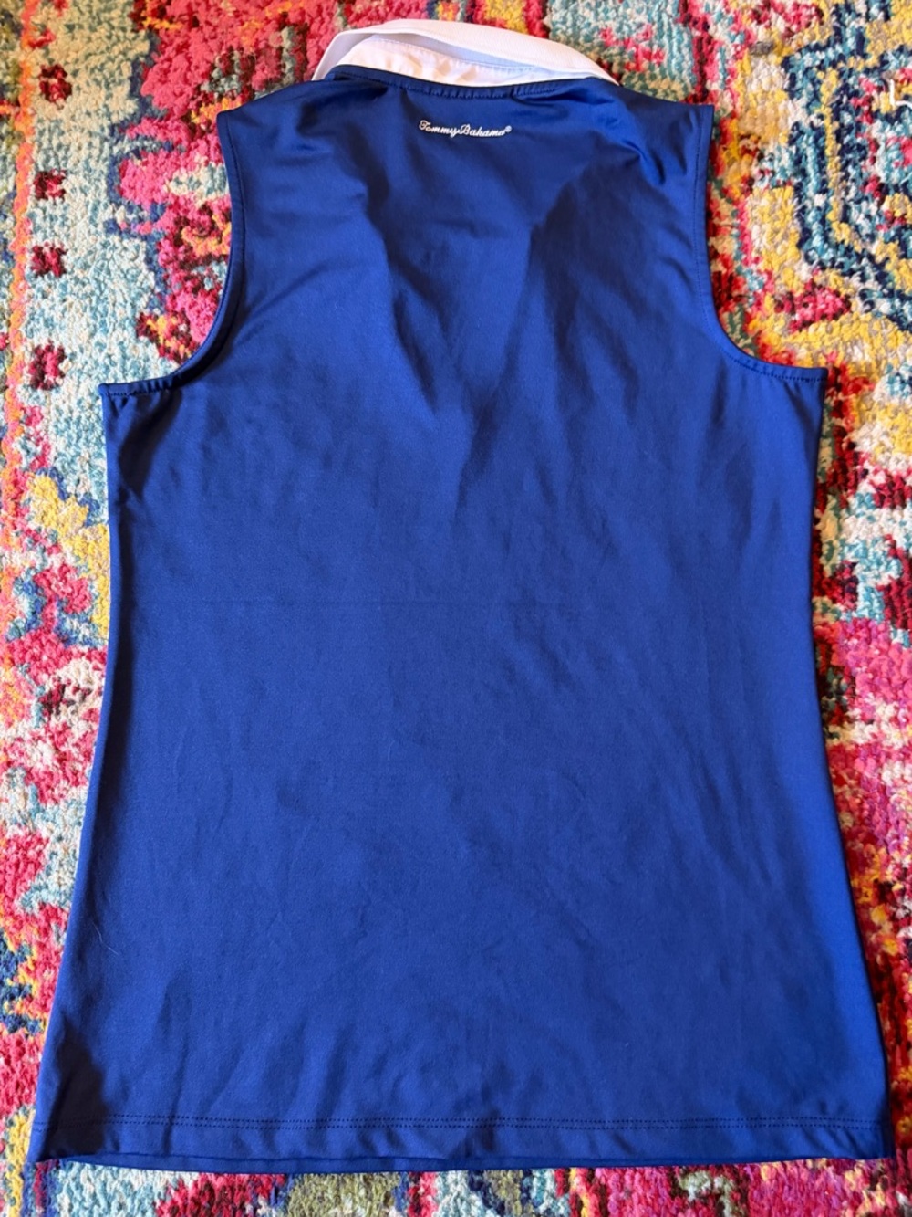 Tommy Bahama Racquet & Paddle Sleeveless Polo Top Blue XS Tennis Golf - Picture 2 of 2